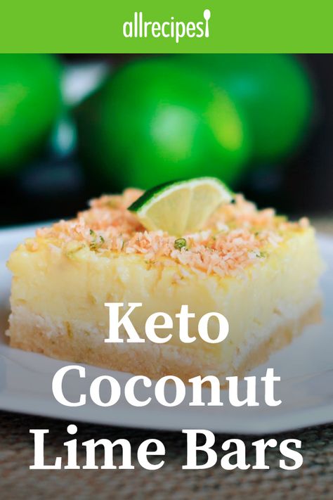 Coconut Lime Bars, Almond Flour Crust, Key Lime Desserts, Keto Cakes, Lime Desserts, Keto Dishes, Keto Bars, Keto Baking, Low Glycemic Foods