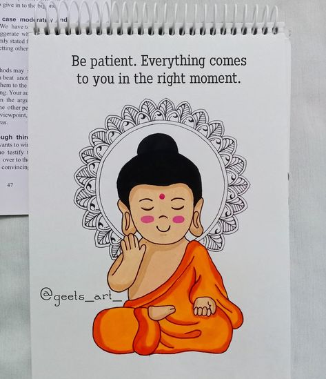 Cute Buddha Drawing, Motivational Drawings Sketch, Motivational Drawings, Animal Sketches Easy, Buddha Drawing, Mandala Illustration, Printable Tattoos, Canvas Art Gifts, Easy Mandala Drawing