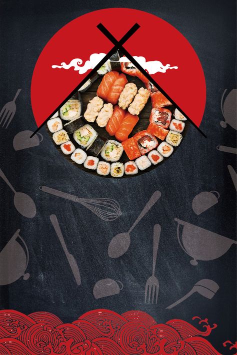 Sushi Advertising, Sushi Poster Design, Sushi Poster, Rollup Design, Sushi Logo, Restaurant Background, Japanese Restaurant Design, Restaurant Website Design, Sushi Menu