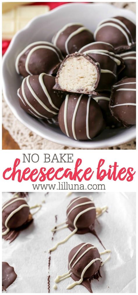 No Bake Cheesecake Bites, Chocolate Covered Cheesecake, Cheesecake Bars Easy, Strawberry Cheesecake Bites, Cheesecake Bites Recipe, Cheesecake Factory Recipes, Making Candy, Easy No Bake Cheesecake, Cheesecake Recipes Classic