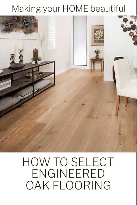 I regularly specify engineered oak flooring due to its superior aesthetic quality.  It is a preference for many of my clients, both in terms of functionality and style. The options though can be overwhelming and as with any product in the market there will be many variables in the quality.  There are a few points though that set aside the options to choose from and I have some tips to help you to choose the right engineered flooring for your home Fake Hardwood Floors, Natural Oak Flooring, Living Room Hardwood Floors, Oak Floorboards, Oak Engineered Hardwood, Engineered Timber Flooring, Engineered Oak Flooring, British Colonial Style, Oak Flooring