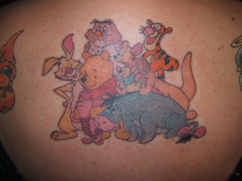 Exotic Flower Tattoos, Woods Tattoo, Eeyore Tattoo, Smart Decor Ideas, Disney Inspired Tattoos, Winnie The Pooh And Tigger, Wood Tattoo, 90s Tattoos, Pooh And Tigger