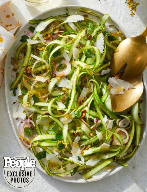 Susan Spungen's Shaved Asparagus Salad with Parmesan & Pistachios Fresh Asparagus Recipes, Shaved Asparagus Salad, Fun Easter Basket Ideas, Easter Menu Ideas, Leek Risotto, Shaved Asparagus, Salads For Summer, South Beach Recipes, Grilled Asparagus Recipes