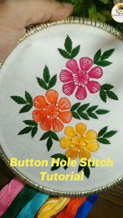 Button Hole Stitch Tutorial | Hand applique, Handwork embroidery design, Hand embroidery designs Rumal Design Flower, Imbrodri Design, Button Hole Stitch, Hand Embroidery Patterns Free, Embroidery Lessons, Bead Embroidery Tutorial, Hand Embroidery Patterns Flowers, Floral Embroidery Patterns, Hand Embroidery Videos