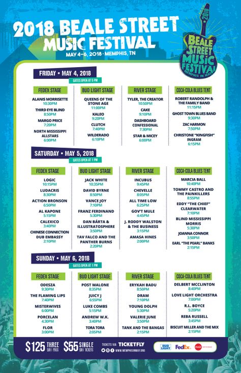 The 2018 Beale Street Music Festival Schedule · PIN × FOLLOW @kelbythomson · #peace #love #positivity #spreadpeace #spreadlove #spreadpositivity #feminism #humanitarian #equalityforall #joyful #grateful #blessed Festival Schedule Design Layout, Festival Schedule Design, Festival Program Design, Schedule Design Layout, Event Schedule Design, Music Festival Stage, Beale Street Music Festival, Festival Schedule, Festival Program