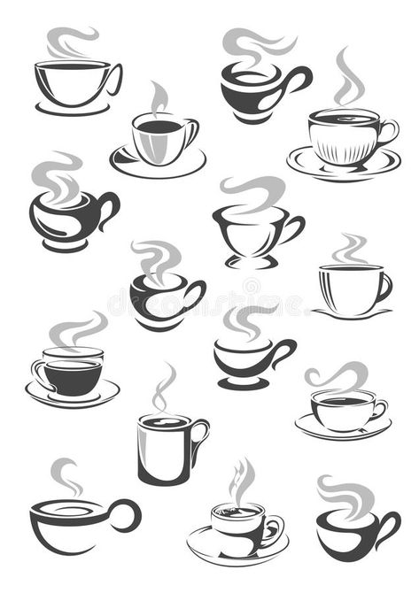 Coffee Mug Drawing, Coffee Cup Drawing, Coffee Cup Clipart, Coffee Steam, Drink Design, Adobe Illustrator Graphic Design, Coffee Drawing, Coffee Illustration, Coffee Cup Design