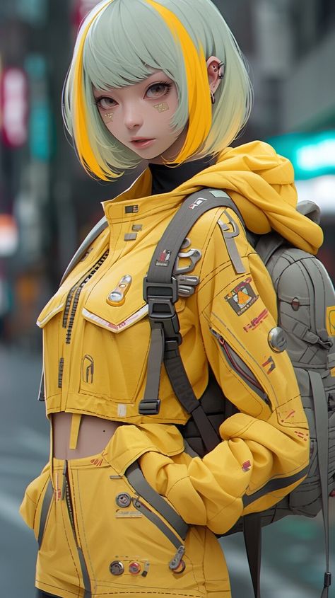 ArtStation - Techwear Jacket Fashion Cyberpunk Nature, Art Techno, Cyberpunk Inspiration, Animated Girl, Techwear Jacket, 3d Karakter, Cyberpunk Female, Tears Art, Techwear Fashion