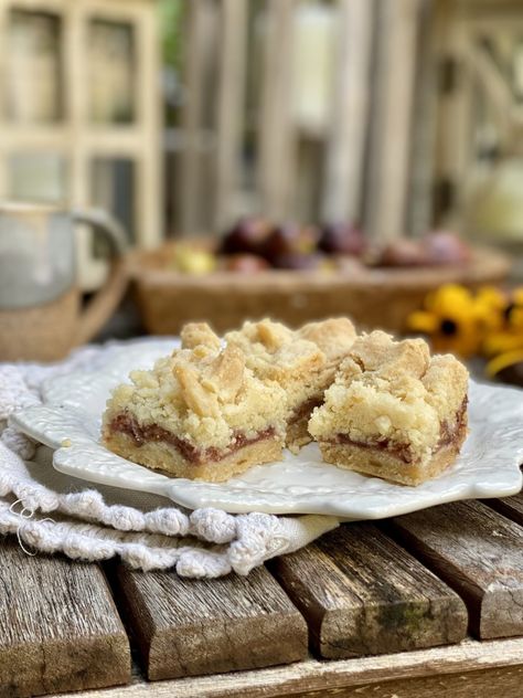 Boy are these Fresh Fig Crumble Bars delicious! The tender crumb is sweet and buttery and the jammy fig layer has a nice hint of lemon. Fresh Fig Coffee Cake, Fig Crumble Bars, Fresh Fig Dessert Recipes, Fig Coffee Cake, Oatmeal Fig Bars, Fig Baking Recipes, Fig Bars With Fresh Figs, Fig Crumble, Fresh Fig Recipes