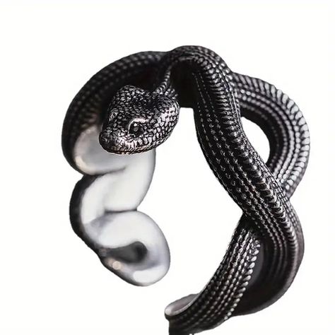 Python Ring Dark Punk Style Three dimensional Snake shaped - Temu Dark Punk, Ring For Man, Ring Settings Types, Snake Ring Silver, Gothic Vintage, Jewelry Men, Retro Punk, Goth Jewelry, Gold And Silver Rings