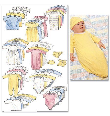 McCall's 6103 Infants' and Preemie Layette sewing pattern Layette Pattern, Onesie Pattern, Baby Clothes Patterns Sewing, Sewing Baby Clothes, Printable Sewing Patterns, Newborn Gown, Preemie Babies, Baby Layette, Baby Clothes Patterns