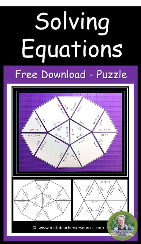 High School Math Classroom, Free Math Resources, Puzzle Activity, Two Step Equations, Teacher Freebies, Math Centers Middle School, Teachers Resources, Solving Equations, Math Journals