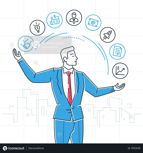 Time Management - Line Design Style Isolated Illustration Illustration Management Poster Design, Management Illustration, Management Poster, Business Illustrations, Certificate Background, Flat Design Illustration, City Silhouette, Poster Ideas, Business Illustration