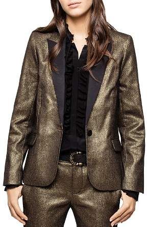 Zadig & Voltaire Victor Metallic Blazer#affiliatelink Gold Blazer, Metallic Jacket, Gold Lame, Ramy Brook, Zadig And Voltaire, Jacket Blazer, Shawl Collar, Inc International Concepts, Blazers For Women