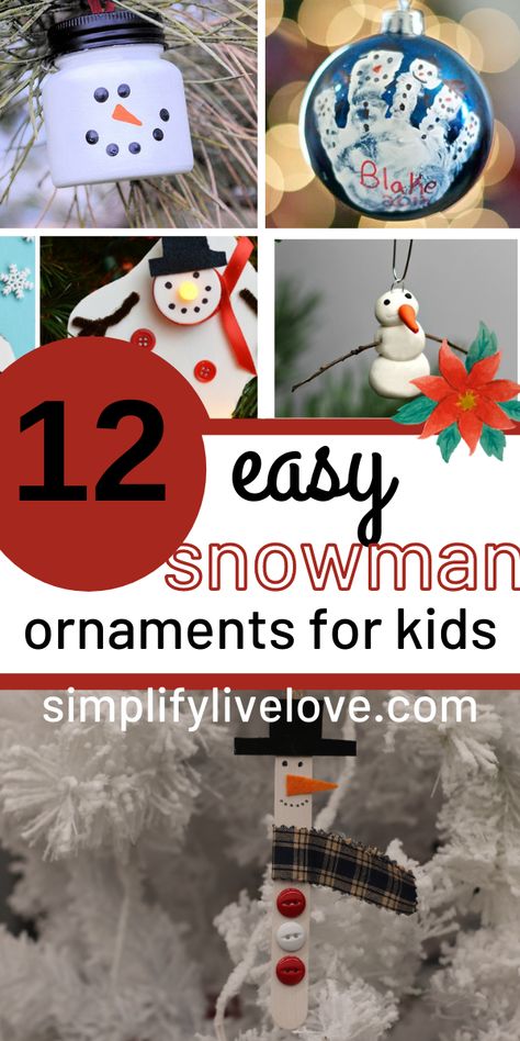 Craft Stick Snowman Ornament, Snowman Tree Ornaments, Snowman Crafts For Kids To Make, Homemade Snowman Ornaments, Easy Snowman Ornaments, Snowman Ornaments For Kids To Make, Snowman Ornaments Diy, Homemade Snowman, Walmart Crafts