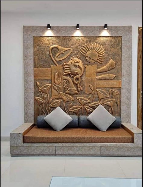 ganesh wall mural, Buddha Wall Decor, Quiz Buzzfeed, Living Room Wall Designs, Mural Art Design, Front Wall Design, Best Kitchen Design, Stone Wall Design, House Wall Design, Stone Wall Art