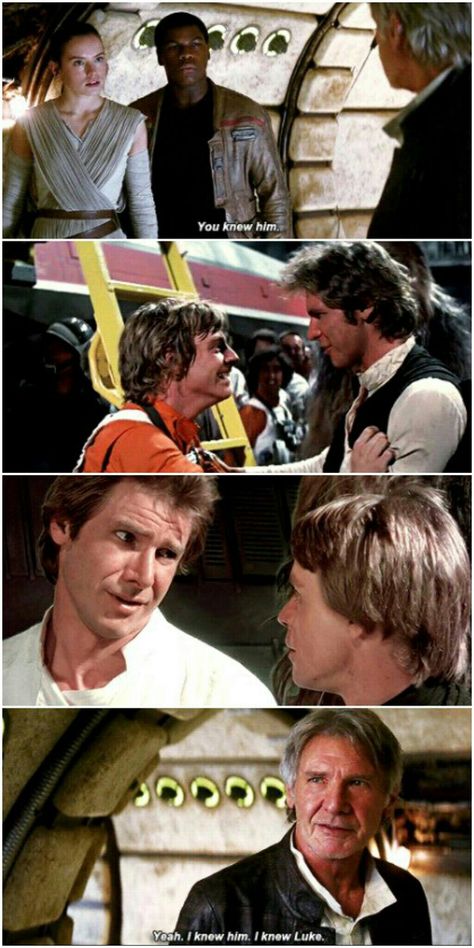 "You knew him." - Yes. I knew him. I knew Luke. #StarWars #Han Solo #Luke Skywalker Luke X Han, Luke Skywalker Funny, Han X Luke, Han And Luke, Luke And Han, Star Wars Meme, Star Wars Han Solo, Star Wars Quotes, Star Wars Droids