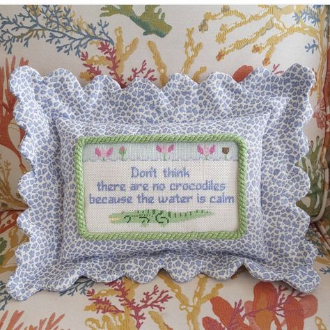 Finishing Needlepoint, Word Pillow, Cute Sewing Projects, Cross Stitch Pillow, Needlepoint Designs, Needlepoint Pillows, Needlepoint Patterns, Pillow Talk, Needlepoint Kits