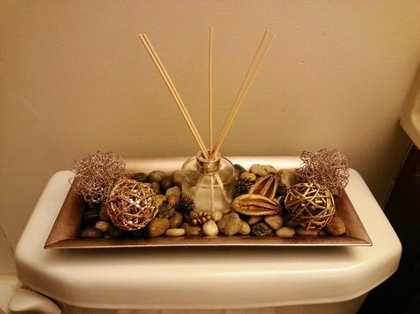 bathroom decor, behind the tiolet decorations, diffuser ideas, rocks Lavender Bathroom Accessories, Houses Bathroom, Nature Decorations, Lavender Bathroom, Bathroom Beach, Restroom Decor, Ideal Bathrooms, Candle Making Kit, Beach Bathrooms