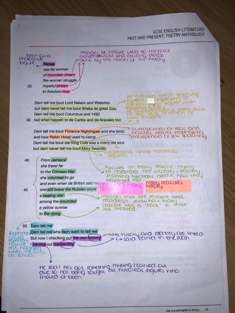 Checking Out Me History Annotations, Checking Out Me History, Storm On The Island, English Gcse Revision, Handwriting Inspo, English Gcse, Gcse English Literature, Gcse Revision, Poetry Anthology