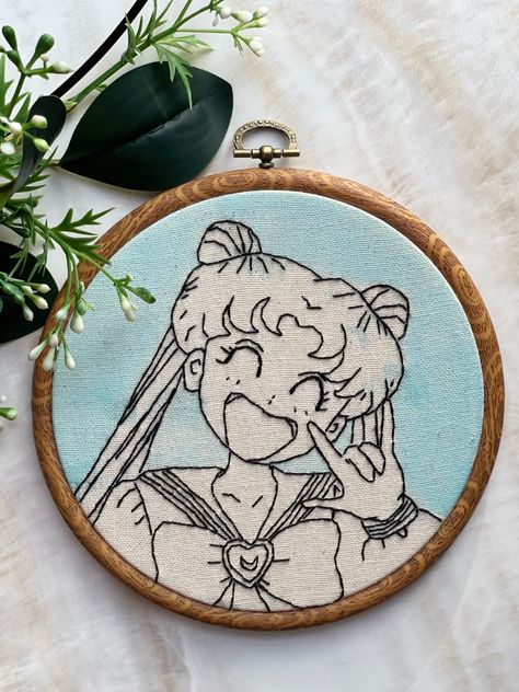 Sailor moon
Usage tsukino 
Hoop Art 
Wall decorations 
Anime wall hangings
Sailor moon merchandise 
Sailor moon cute gifts Anime Embroidery Pattern, Anime Embroidery Ideas, Embroidery Anime Ideas, Sailor Moon Embroidery, Anime Embroidery Sweatshirt, Anime Emboirdery, Embroidered Anime, Anime Tote Bag, Moon Embroidery