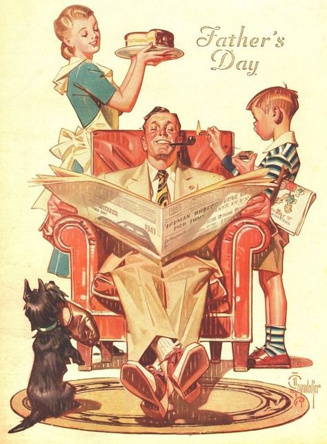 "Father’s Day" (J.C. Leyendecker) Bacon Dips, Wrapped Appetizers, Arrow Collar Man, Bacon Snacks, Joseph Christian Leyendecker, Norman Rockwell Art, Keto Appetizers, Vintage Housewife, The Saturday Evening Post