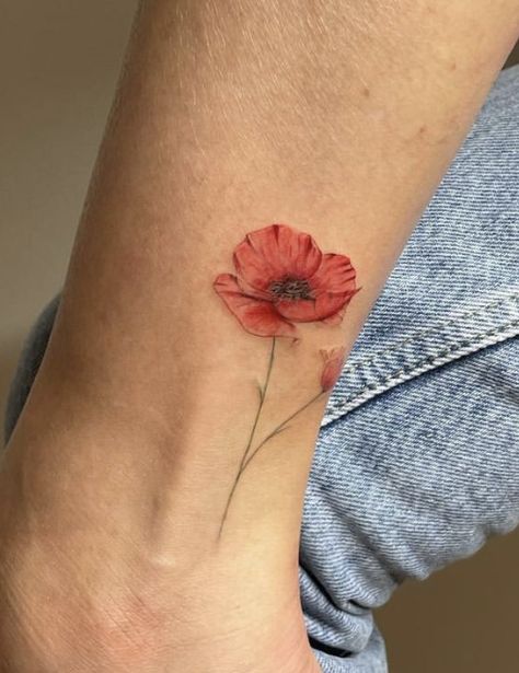 Realistic Poppy Tattoo, Anemone Flower Tattoo, Anemone Tattoo, Red Poppy Tattoo, Mum Tattoo, Mom Daughter Tattoos, Poppy Tattoo, Poppies Tattoo, Bff Tattoos