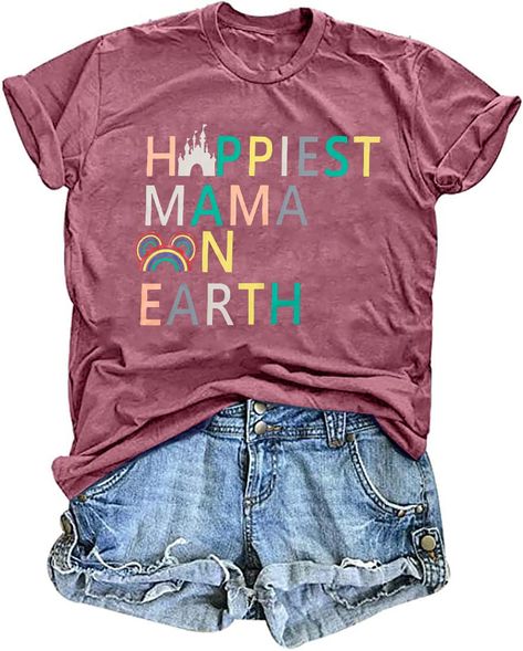 PRICES MAY VARY. cotton blend Imported Pull On closure Machine Wash Material : This Happiest Mama On Earth Shirt is made of soft and comfy 60% polyester, 35% cotton and 5% spandex and you will feel comfortable because it is friendly to your skin. It makes you very comfortable to wear. Features: Women Happiest Mama On Earth Shirt, Women Magic Kingdom Mom T Shirts, Castle Graphic Tees, Funny Family Vacation Short Sleeve Tops. The well-loved classic round neck can perfectly show the lines of your n Kingdom Castle, Magic Kingdom Castle, Graphic Tees Funny, It's My Birthday Shirt, Mom T Shirts, Disney Mom, Happy Mama, Family Humor, Funny Graphic Tees