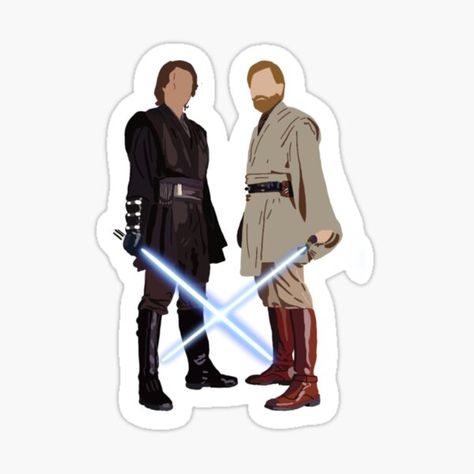 Star Wars Wall Painting, Obi Wan And Anakin, Anakin Vs Obi Wan, Procreate Stickers, Marvel Stickers, Star Wars Stickers, God Sticker, Arte Indie, Star Wars Day