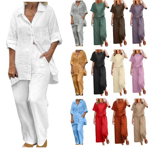 PRICES MAY VARY. linen sets for women 2 piece plus size linen sets for women 2 piece pants linen sets for women 2 piece dressy linen sets for women 2 piece shorts linen sets for women 2 piece long pants orange linen sets for women 2 piece long pants linen sets for women 2 piece beach linen sets for women 2 piece petite linen pants for women 2024 linen pants for women petite short linen pants for women tall linen pants for women high waisted linen pants for women summer linen pants for women peti Suits For Women Wedding, Summer 2 Piece Outfits, Long Linen Pants, Outfits Short Sleeve, Shirt And Pants Set, Plus Size Linen, Shorts Linen, Pants Linen, Hiking Outfit Winter