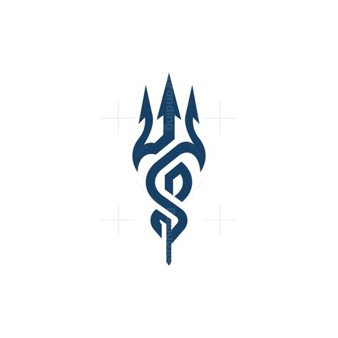 Trident Caduceus Logo. Powerful and unique trendy iconic Trident Caduceus Logo. Trident Back Tattoo, Trident Logo Design, Trident Tattoo Feminine, Trident Tattoo For Men, Trident Aesthetic, Magic Trident, Poseidon Trident Tattoo, Trident Drawing, Trident Tattoos