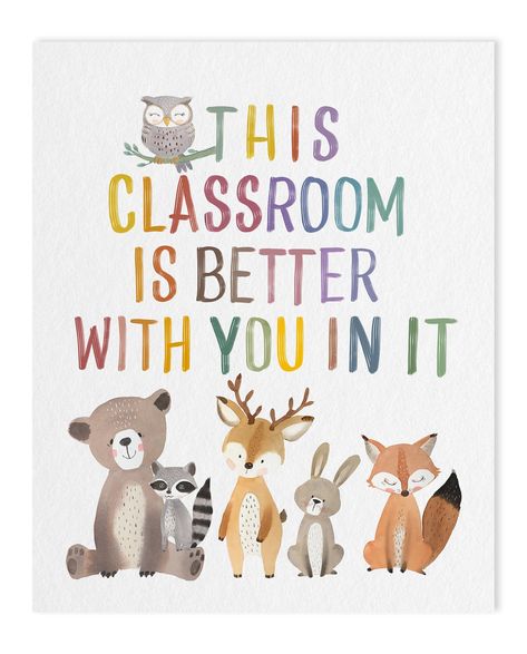 PRICES MAY VARY. Lightweight and High-quality Material: Made from high-density polyester acoustic panels offers excellent sound absorption performance, effectively reducing indoor noise and reverberation, creating a quieter and more comfortable environment. Excellent durability and wear resistance, ensure that it will remain looking great for years to come(Tips: A larger acoustic panel can provide better sound-absorbing effects) Classroom Decor: The "This Classroom is Better with You In It" wall Woodland Animals Theme Classroom, Neutral Preschool Classroom Decor, Daycare Decor Ideas, Cottagecore Classroom Decor, Kindergarten Classroom Must Haves, Boho Safari Nursery, Preschool Quotes, Classroom Must Haves, Kindness Club
