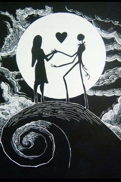 nightmare before christmas jack and sally | jack and sally - nightmare before Christmas - Tim ... | Fairy Tales. Jack And Sally Matching Wallpaper, Nightmare Before Christmas Jack And Sally, Jack And Sally Aesthetic, Jack And Sally Pfp, Jack And Sally Matching Pfp, Sally And Jack, Bling Cups, Romantic Christmas Gifts, Sally Nightmare