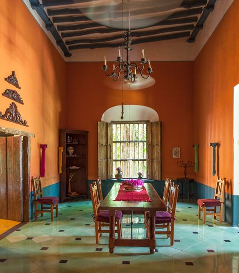 Mexican Dining Room Decor, Mexican Dining Room, Dining Room Decor, Dining Room, I Hope, Ceiling, Room Decor, Flooring, Orange