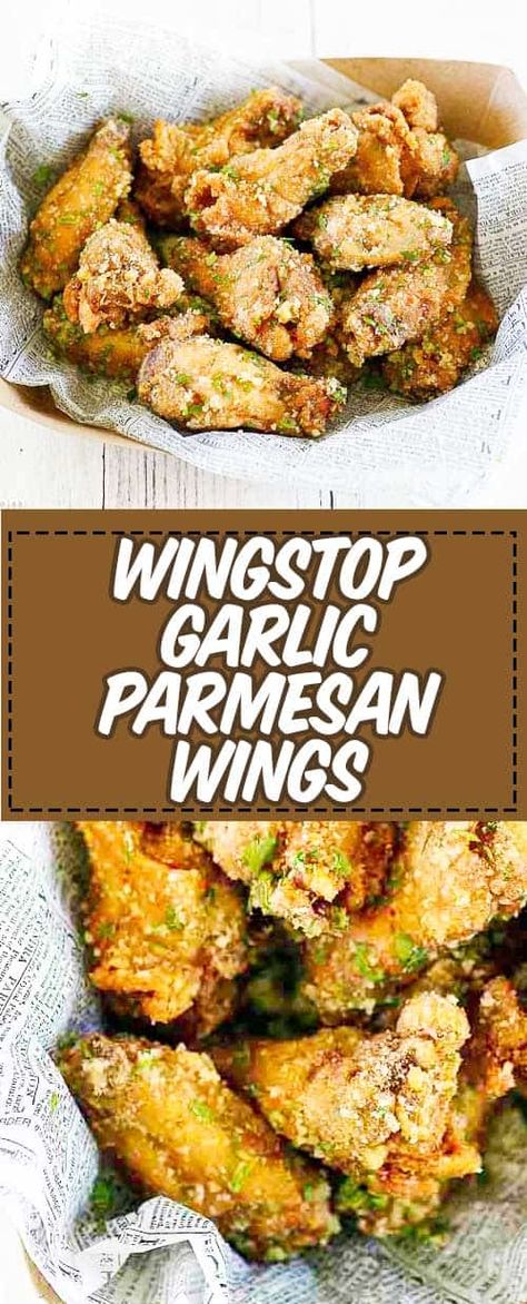 Make the famous Wingstop Garlic Parmesan Wings at home with this easy copycat recipe and video. Learn the secret to keeping the parmesan coating flaky instead of melting. #chickenwings #copycat #copycatrecipes #cookingtips #appetizerideas #parmesan #garlicchicken Wingstop Garlic Parmesan Wings, Wings Superbowl, Wings Garlic Parmesan, Garlic Parmesan Wings Recipe, Parmesan Wings Recipe, Parmesan Wing Sauce, Wings At Home, Wings Buffalo, Tacos Vegan