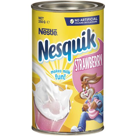 Nesquik Strawberry, Nesquik Chocolate Milk, Strawberry Nesquik, Flavored Drinks, Banana Flavored, Breakfast Bake, Buying Groceries, Heart For Kids, How To Make Chocolate