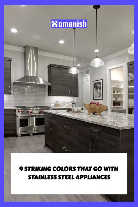 9 Striking Colors that Go with Stainless Steel Appliances Kitchen Palette, Red Cabinets, Yellow Cabinets, Colorful Backsplash, Grey Kitchen Designs, Dark Grey Kitchen, Black Granite Countertops, Kitchen Guide, Black Countertops