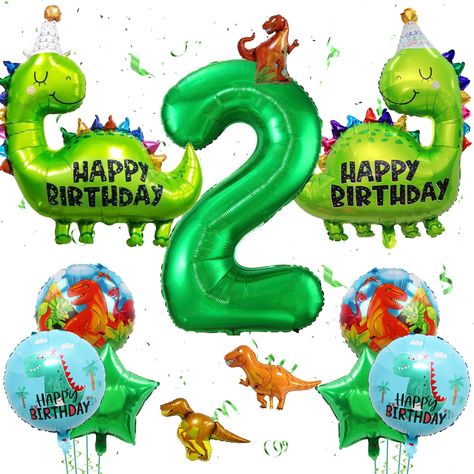 PRICES MAY VARY. Dinosaur balloon sets: as the second birthday in a child's life, it is a good choice to let the child go deep into nature and get close to nature. our main colour is green, which is a natural colour, and there are various dinosaurs to make children's jungle adventures more realistic Easy to decorate: our dinosaur birthday supplies kit includes everything you need to decorate a dinosaur-themed birthday party. balloons, dinosaurs, birthday numbers, etc., you don’t have to spend to Second Birthday Dinosaur Theme, Birthday Decorations Balloons, Number 2 Balloon, Dinosaur Kids Party, Crown Balloon, Dinosaur Birthday Decorations, Dinosaurs Birthday, Dinosaur Party Invitations, Dinosaur Party Decorations