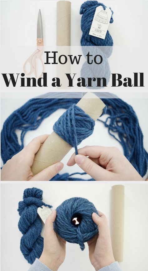 How to wind a yarn ball without a winder! This tutorial will have you winding perfect yarn cakes with just an empty paper towel roll. Hair Wind, Winding Yarn, Yarn Cakes, Empty Paper, Yarn Winder, Yarn Balls, Knitting Help, Yarn Skein, Spinning Yarn