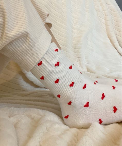 Heart Brandy Melville, Red Heart Socks, Socks Design, Heart Socks, Warm Socks, Visual Diary, Liner Socks, Pinterest Closet, No Show Socks