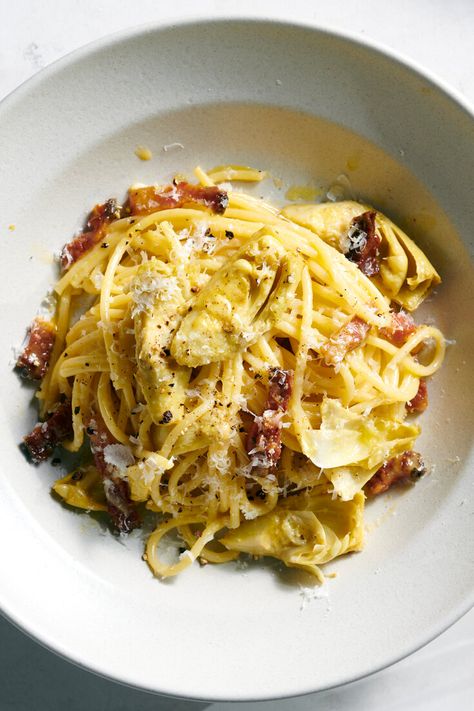 New York Times Recipes, Nyt Recipes, Pasta And Sauce, Spring Pasta, Traditional Italian Dishes, Carbonara Recipe, Feta Pasta, Rice Beans, Nyt Cooking