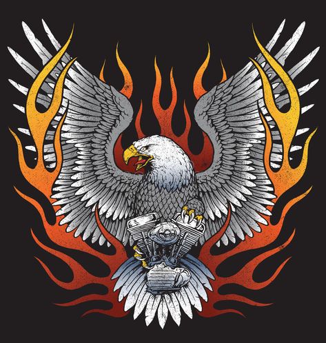 Download Eagle Holding Motorcycle Engine With Flames Stock Vector - Image: 63529589 Dragon Tattoo Vector, Abstract Wolf, Asian Dragon Tattoo, Benfica Wallpaper, Harley Davidson Pictures, Eagle Drawing, Motorcycle Paint Jobs, Cross Vector, Harley Davidson Art