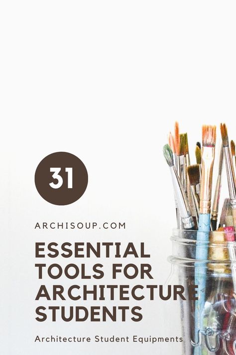 31 Essential Tools For Architecture Students - Starting architecture school (and any other new course for that matter) can be stressful and intimidating, and none more so that not knowing what you’ll need to give yourself the best chance of doing well.  So here we provide a shopping list of the equipment we feel is the most necessary for any first year architectural student about to start architecture school, and in fact any architectural student for that matter... Architecture First Year Drawing, Architect Essentials, Architecture Essentials, Uni Prep, Architecture Supplies, Architectural Student, Architecture Desk, Arch Presentation, Architecture Tools