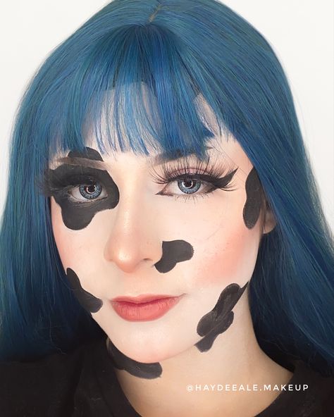 Cow Makeup Face, Cow Makeup Halloween, Cow Makeup Look, Cow Make Up, Cow Cosplay, Halloween Makeup For Kids, Dark Makeup Looks, Pregnancy Costumes, Animal Makeup