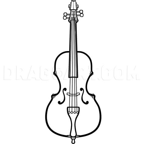 How To Draw A Cello, Step by Step, Drawing Guide, by Dawn | dragoart.com Cello Drawing, Cello Tattoo, Tattoos Man, Comic School, Cello Art, Music Cookies, Drawing Guide, Embroidery Patterns Vintage, Step Drawing