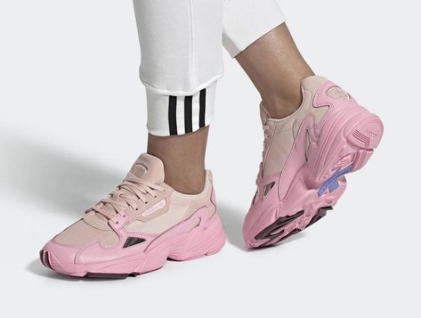 Adidas Falcon Pink, Adidas Originals Falcon, Adidas Falcon, Bold Shoes, Pink Chalk, Adidas Tennis Shoes, Adidas Pure Boost, Dad Sneakers, Adidas Running Shoes