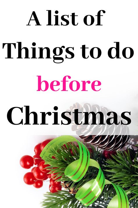 A Christmas checklist can help you prepare for Christmas and help stay organised and happier when holidays come. In this list has everything you need to know to prepare for Christmas, some of these things are things you can do when, with friends, or even alone at home the weekend. Now you have a list to make, pick what makes sense and cross everytime you achieve something. #holidays #holidaygifts #Christmas #Xmas #planners #checklist Christmas Checklist Things To Do, Things To Do Before Christmas, Things To Do During Christmas, Prepare For Christmas, Christmas Checklist, Alone At Home, Get Ready For Christmas, Christmas Printable, Lists To Make