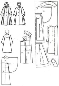 . Pola Blus, Sewing Coat, Trendy Sewing Patterns, Cape Pattern, Trendy Sewing, Kleidung Diy, Easy Sewing Patterns, Cape Coat, Coat Patterns