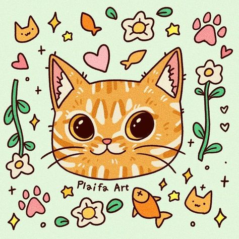 Posca Art, Soyut Sanat Tabloları, 캐릭터 드로잉, Arte Inspo, Cute Little Drawings, Orange Cat, Cat Illustration, Cat Drawing, Cute Doodles