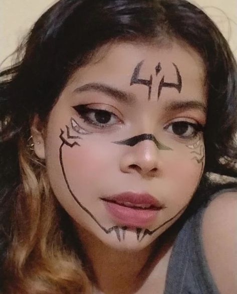 #sukuna #gojo #jjk #jujutsukaisen #itadori Sukuna Face Tattoos, Sukuna Face, Sukuna Makeup, Sukuna Gojo, Tattoos Face, Face Tattoos, Face Paint, Halloween Costumes, Tattoos