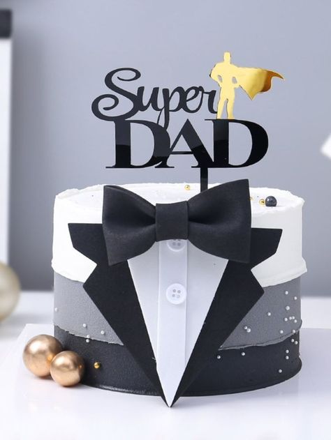 Happy Birthday Father Cake, Father Cake Ideas Dad Birthday, Cake For Father Birthday My Dad, Superdad Cake, Super Dad Cake, Birthday Cake For Father, Bow Tie Tuxedo, Suit Bow Tie, Father's Day Cake